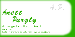 anett purgly business card